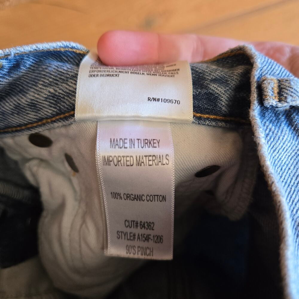 Agolde 90's Pinch Waist Jean Ruminate Light Blue 25 Y2K Raw Hem Distressed Boho - Picture 9 of 9
